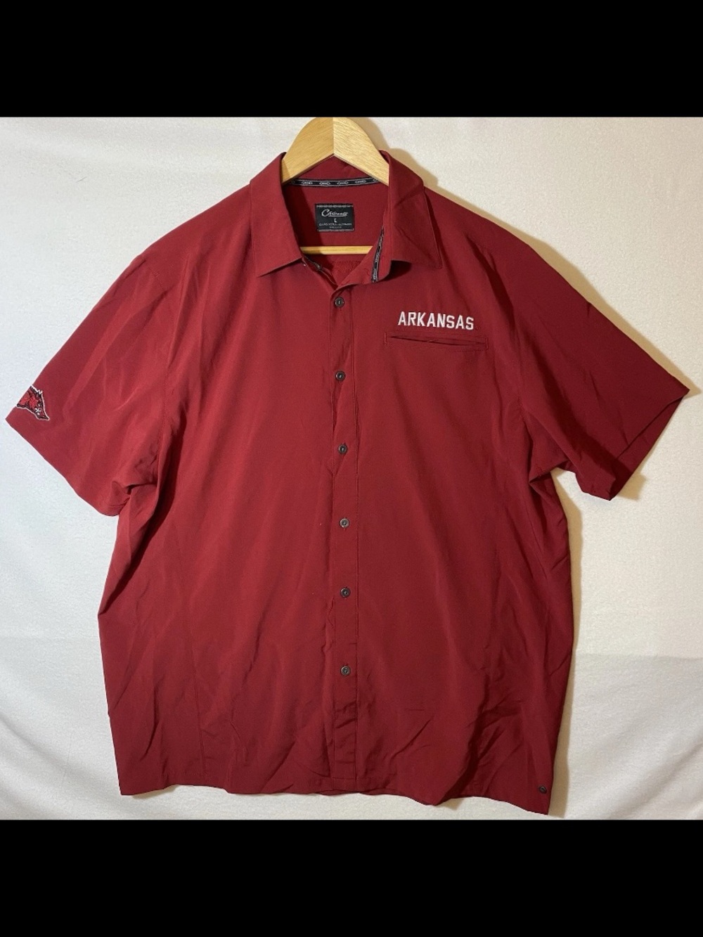 Chiliwear Arkansas Men's Short-Sleeve Button-Up Shirt - Crimson Size Large